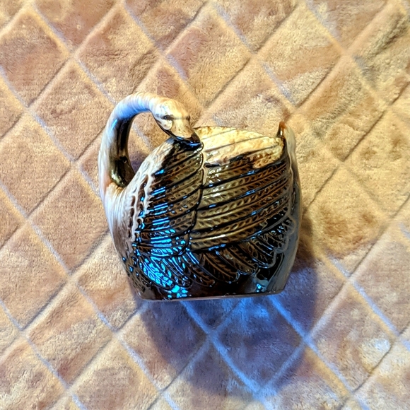 Vintage Redware Pink and Brown Drip Glaze Swan